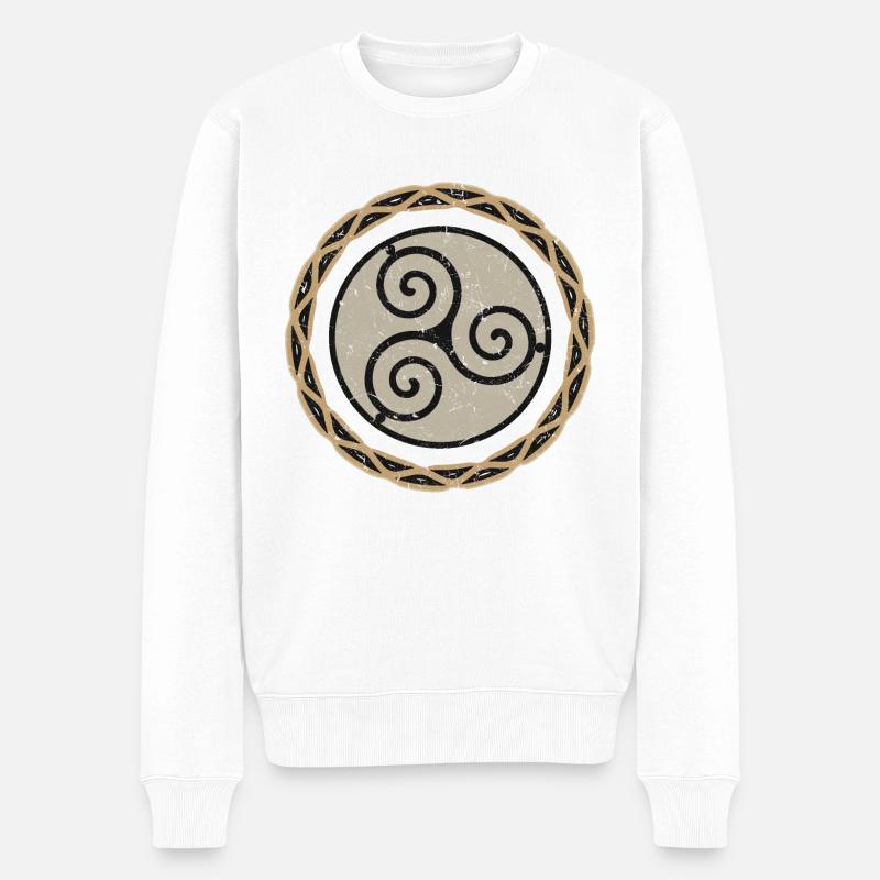 Triskel de tambour de chaman - Pull Premium bio Homme - blanc