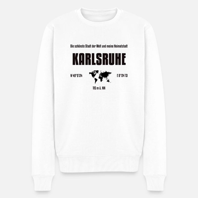 Karlsruhe schönste Stadt der Welt - Männer Premium Bio Pullover - Weiß