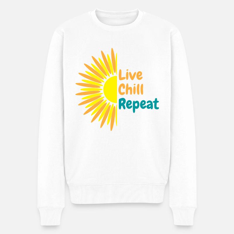 Live Chill und Reapeat - Männer Premium Bio Pullover - Weiß