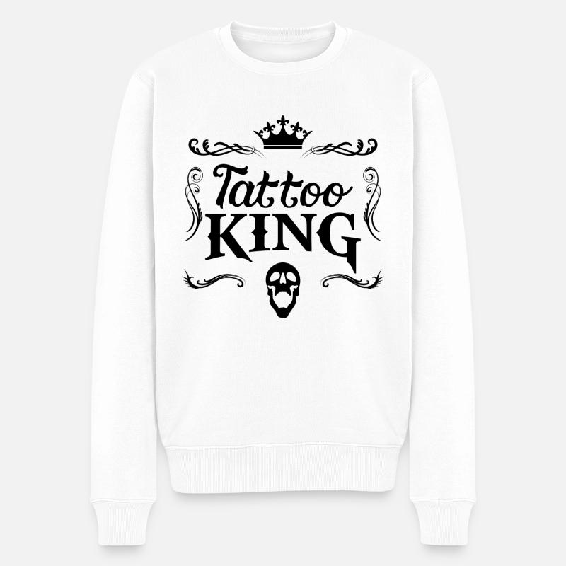 Tattoo König Tätowierung tätowiert Geschenk - Männer Premium Bio Pullover - Weiß