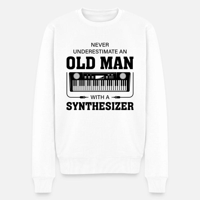 Old man Synthesizer Musiker Musik keyboard - Männer Premium Bio Pullover - Weiß