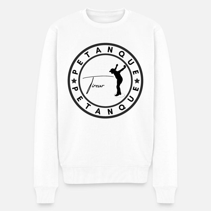Petanque Logo Silhouette Tireur - Männer Premium Bio Pullover - Weiß