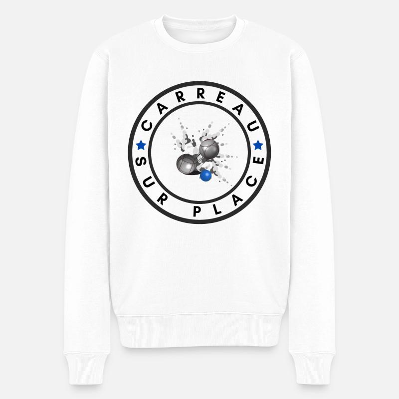 Boule Logo Carreau sur place en bleu - Pull Premium bio Homme - blanc