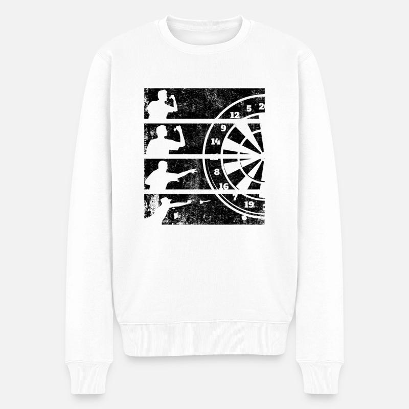 Geschenk Spruch Darts Wurfspieß - Männer Premium Bio Pullover - Weiß