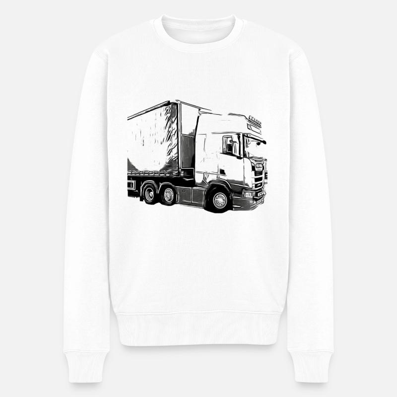 Lastwagen - Männer Premium Bio Pullover - Weiß