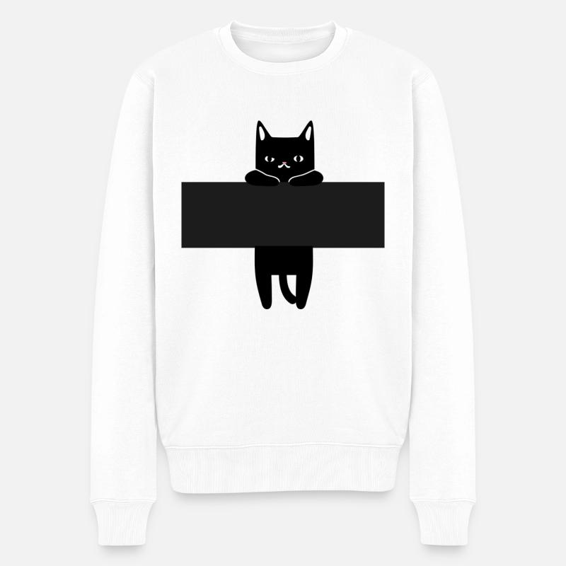 katze - Männer Premium Bio Pullover - Weiß