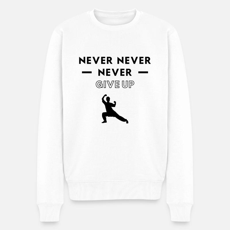 Karate: Niemals aufgeben. - Männer Premium Bio Pullover - Weiß