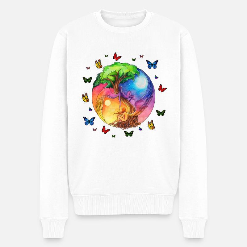 Yin Yang, Yin Yang Symbol, Yin Yang Taoism, - Männer Premium Bio Pullover - Weiß