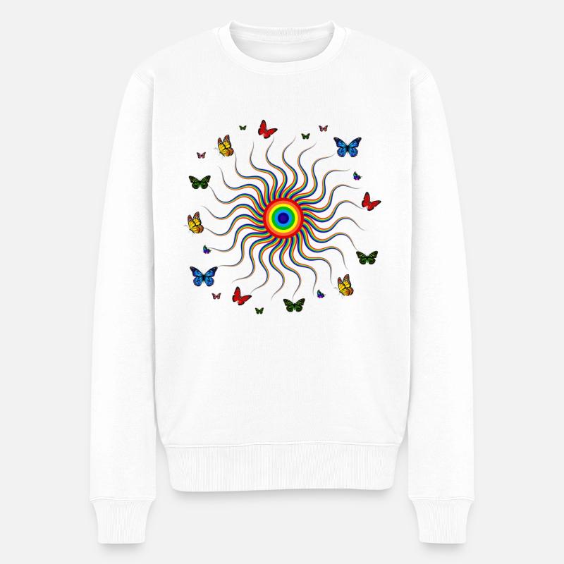 Ich liebe Schmetterlinge, Schmetterling, Schmetterling Hoodies, - Männer Premium Bio Pullover - Weiß