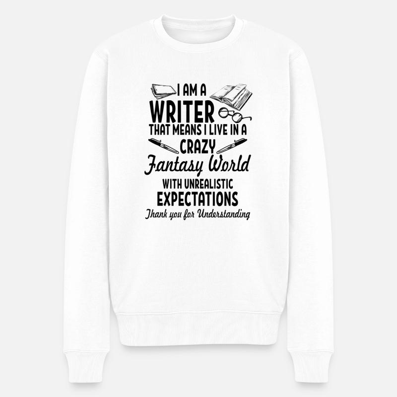 Writer Journalist Reporter Beruf Geschenk - Männer Premium Bio Pullover - Weiß