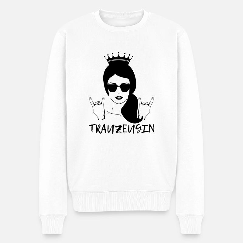 Trauzeugin Hochzeit Ehe Braut Geschenk - Männer Premium Bio Pullover - Weiß