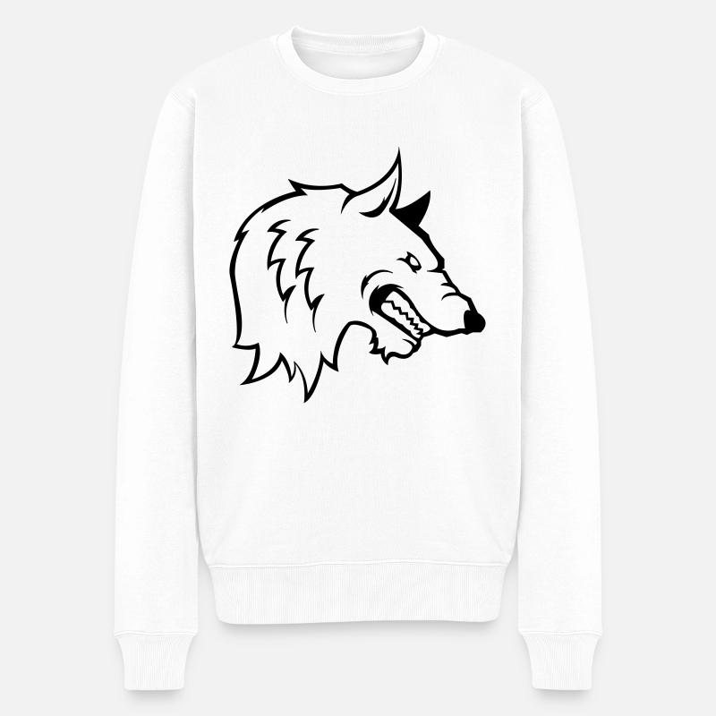 wolf - Männer Premium Bio Pullover - Weiß