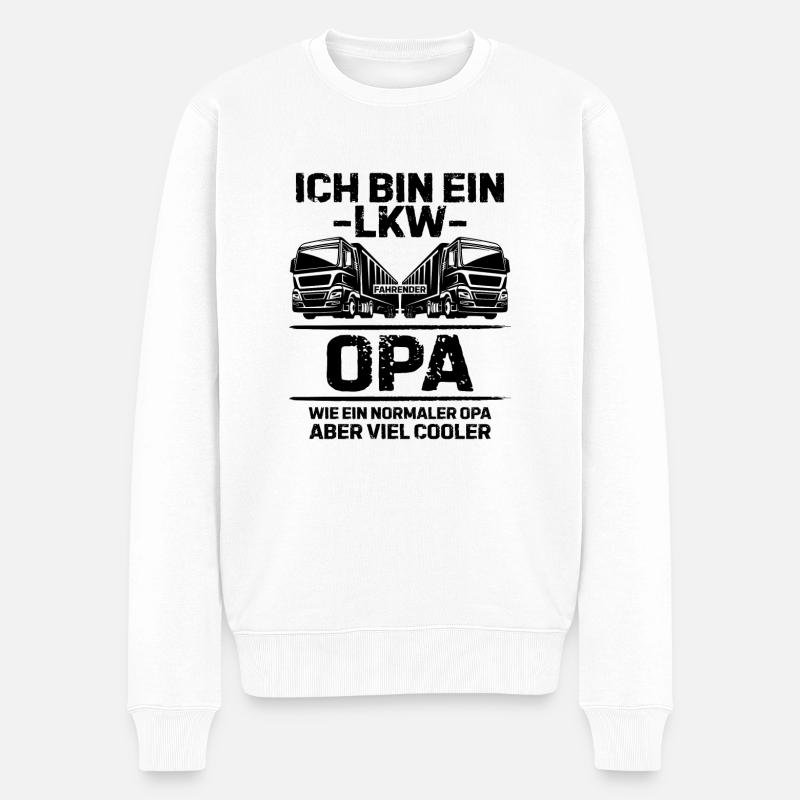 Opa LKW-fahrer Geschenk - Männer Premium Bio Pullover - Weiß