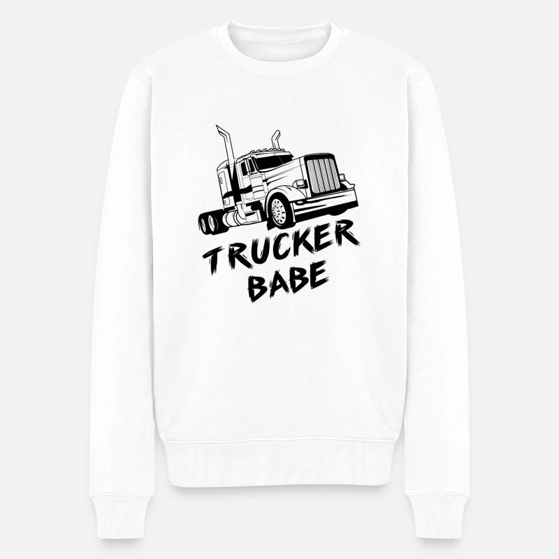 Trucker babe LKW-fahrer Geschenk - Männer Premium Bio Pullover - Weiß
