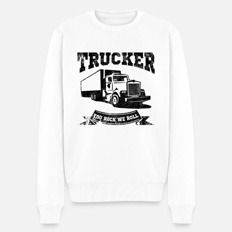 Trucker Geschenk LKW-fahrer - Männer Premium Bio Pullover - Weiß