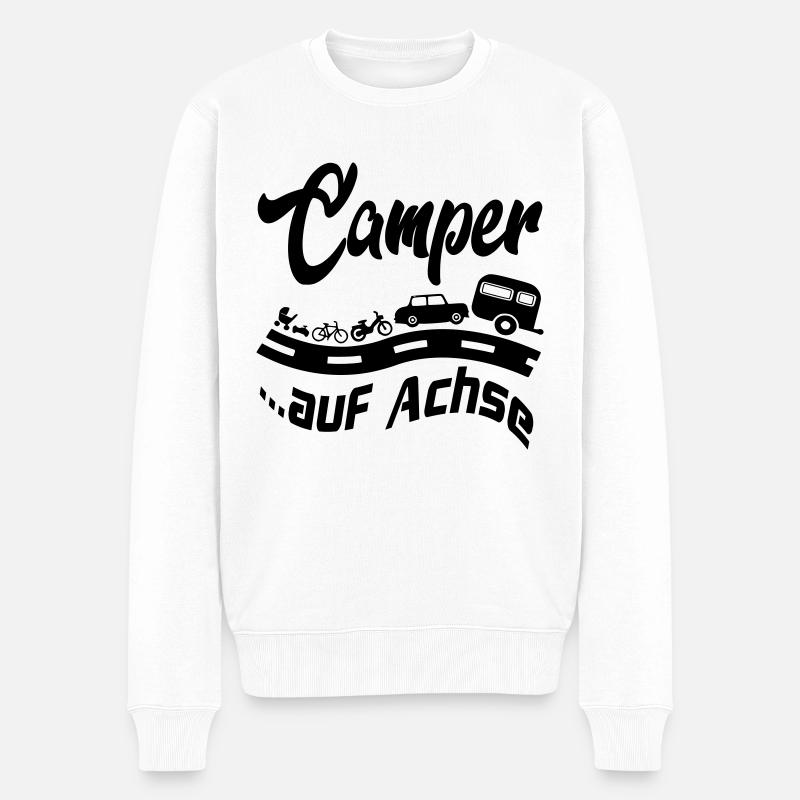 Camping Camper auf Achse Zelten Reisen - Männer Premium Bio Pullover - Weiß
