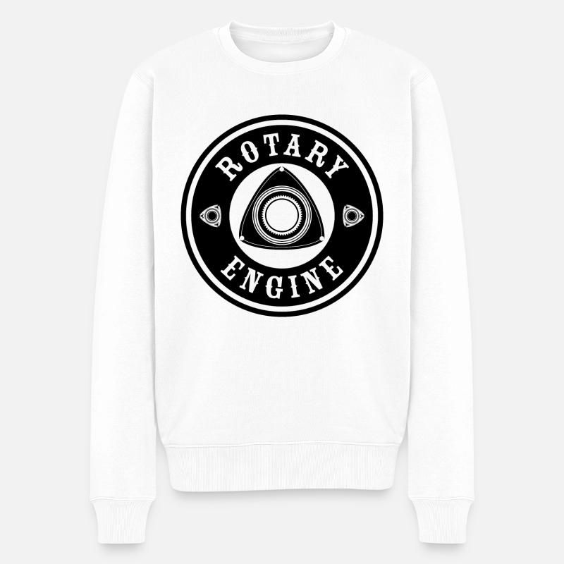 Rotary Engine - Schwarz - Männer Premium Bio Pullover - Weiß