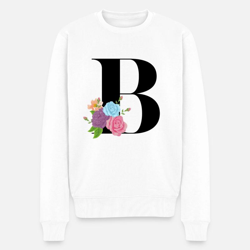 Buchstabe B blühende - Männer Premium Bio Pullover - Weiß