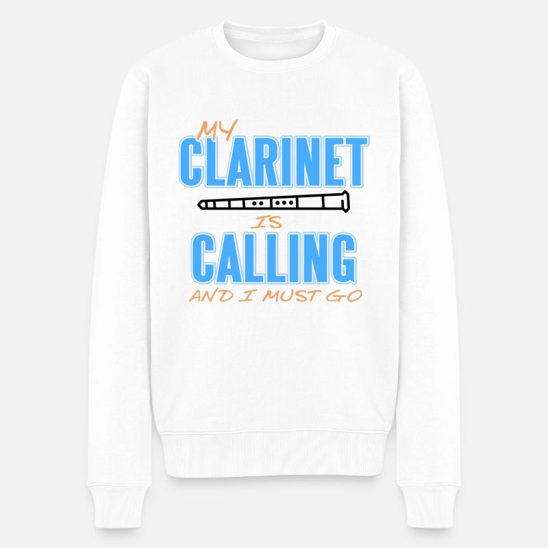 Klarinette - Männer Premium Bio Pullover - Weiß