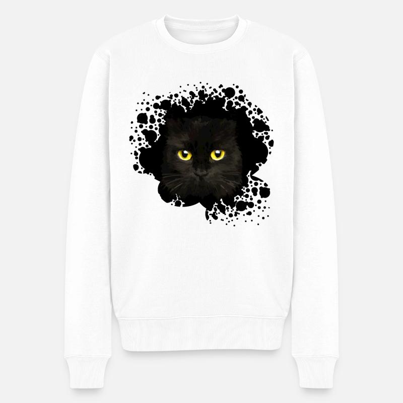 Katze - Männer Premium Bio Pullover - Weiß