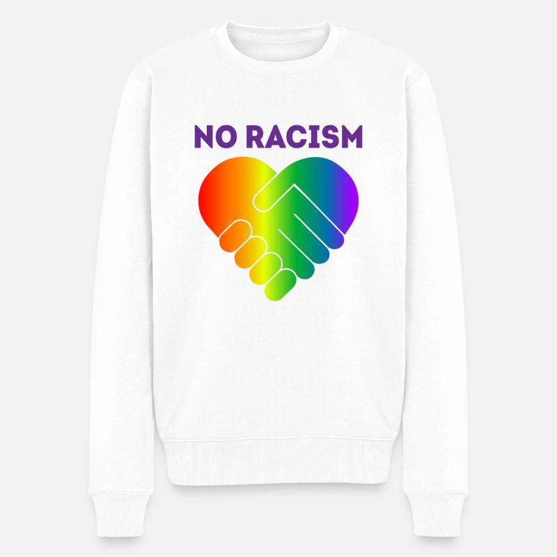 No racism Geschenk Toleranz Menschenrechte - Männer Premium Bio Pullover - Weiß