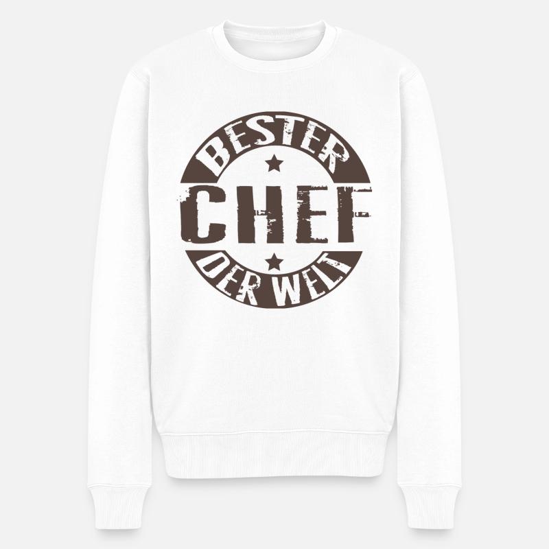 Bester chef der welt Geschenk Arbeit Humor - Männer Premium Bio Pullover - Weiß