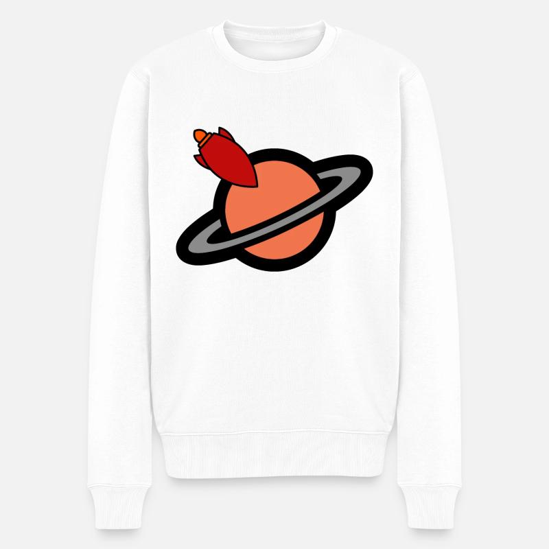direction la planète Saturne - Pull Premium bio Homme - blanc