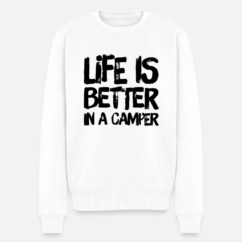 ich liebe Camping - Männer Premium Bio Pullover - Weiß