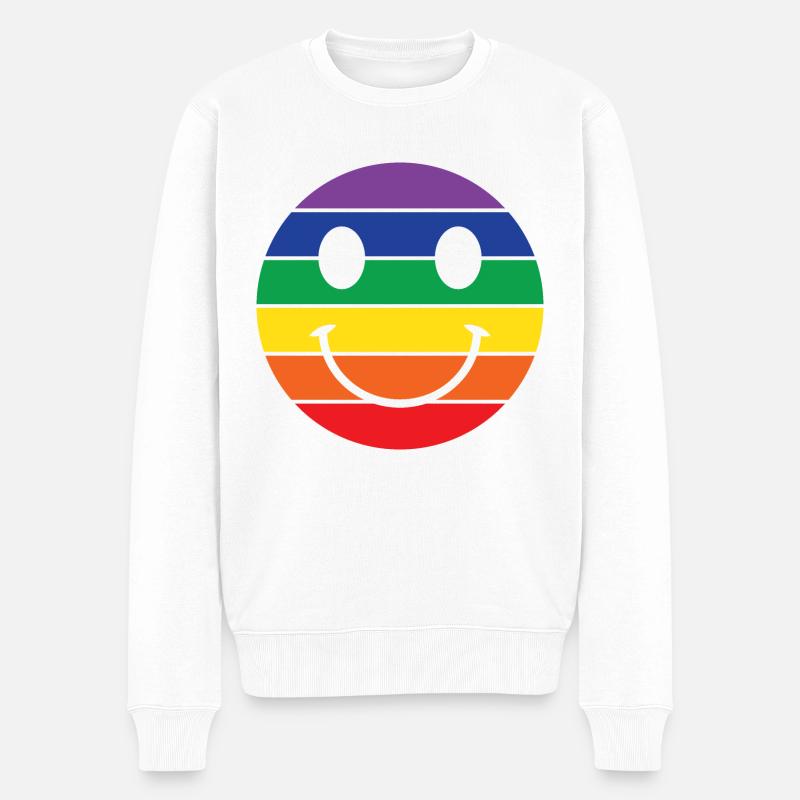 Regenbogen Emoj - Männer Premium Bio Pullover - Weiß