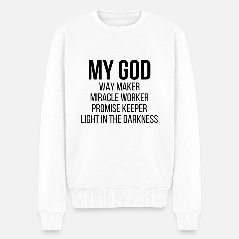 My god way maker - Pull Premium bio Homme - blanc