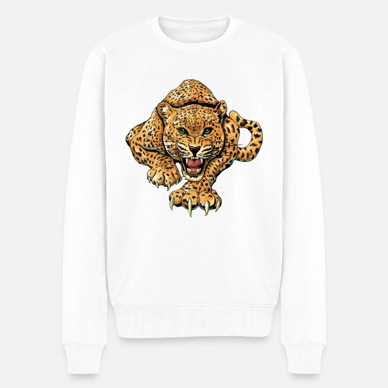 Leopard - Männer Premium Bio Pullover - Weiß