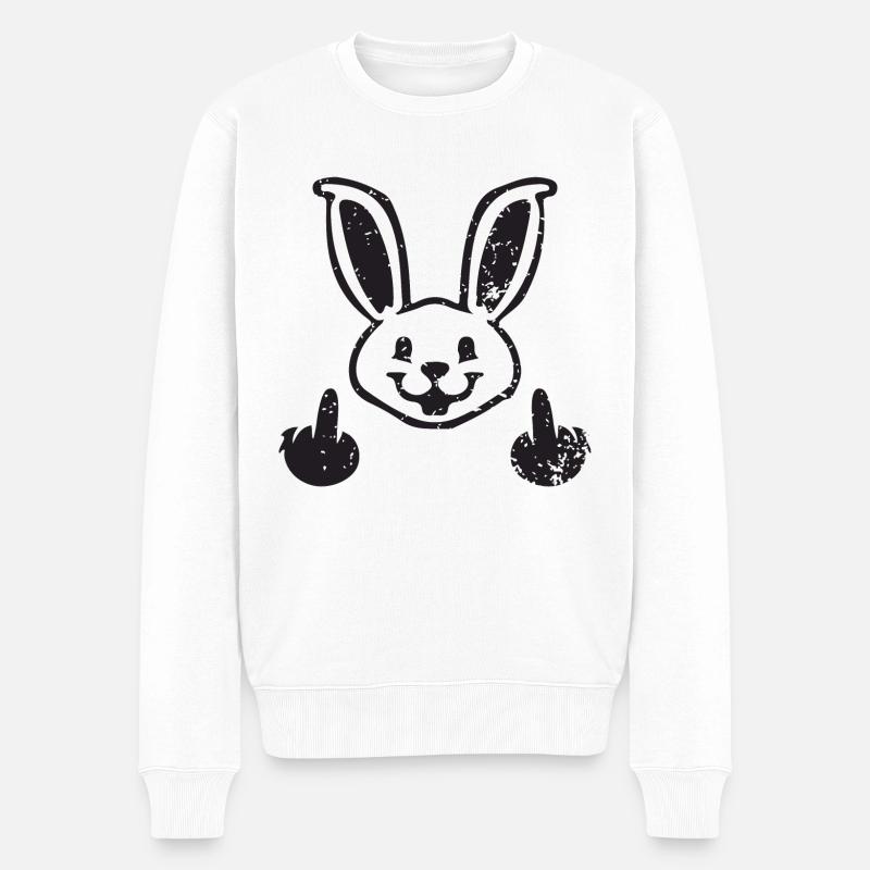 Cheeky Rabbit - Lapin insolent - Majeur - Pull Premium bio Homme - blanc