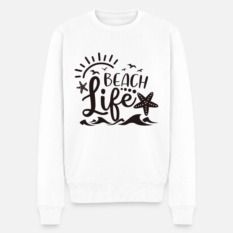 Beachlife - Männer Premium Bio Pullover - Weiß