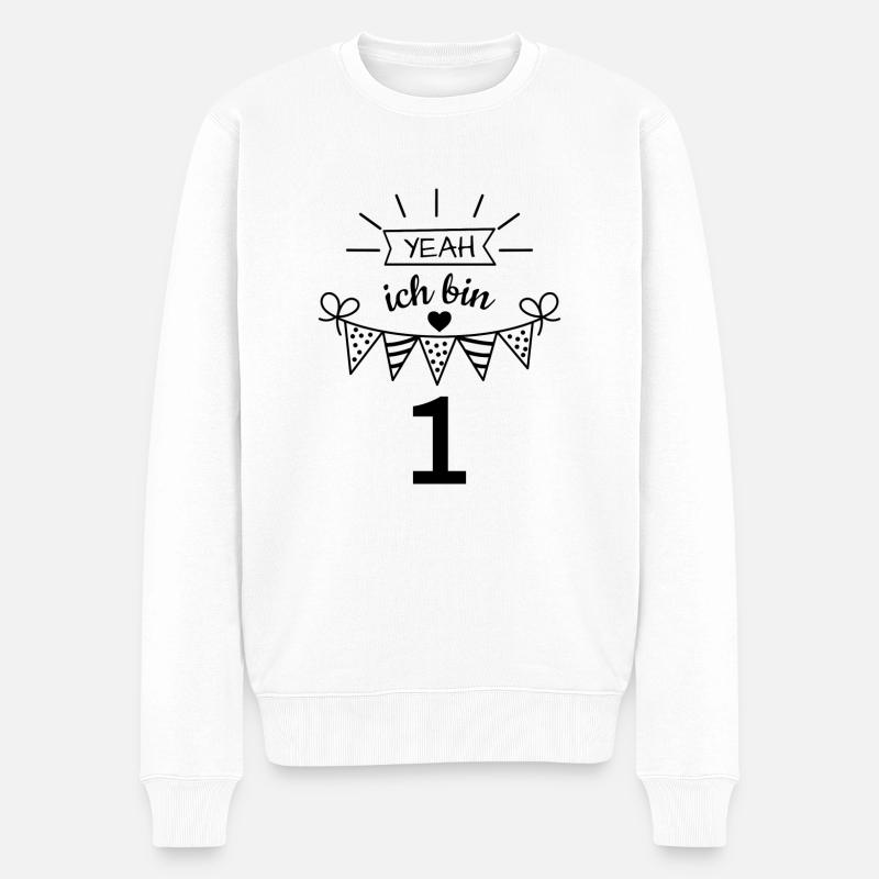 Yeah ich bin einer Geburtstag Geschenk Kinder - Männer Premium Bio Pullover - Weiß