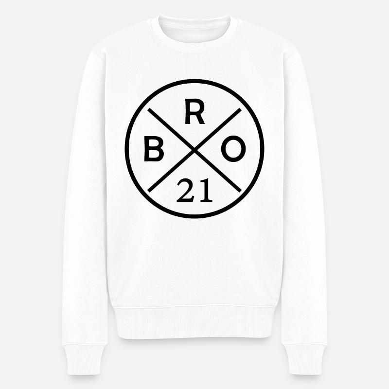 bro 21 - Männer Premium Bio Pullover - Weiß