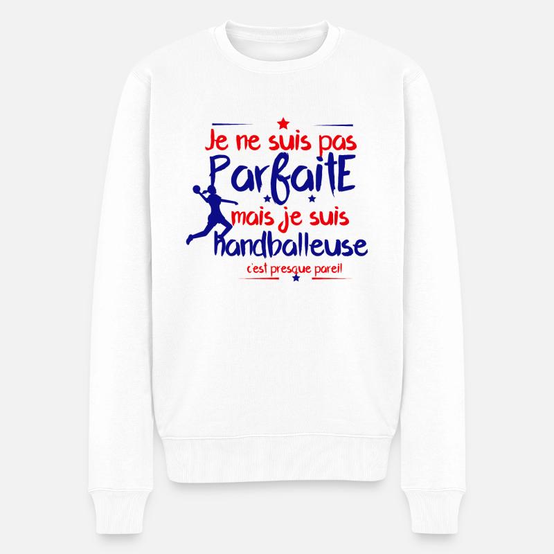 pas parfaite mais handball, handballeuse - Pull Premium bio Homme - blanc