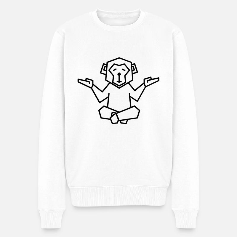 Minimalistischer Affe - Männer Premium Bio Pullover - Weiß