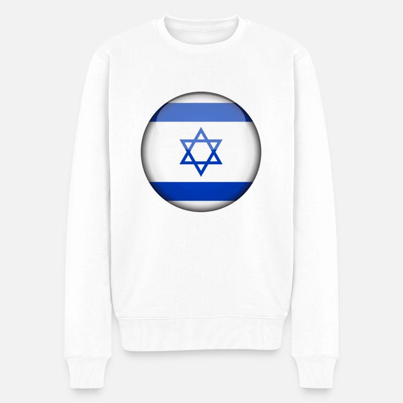 Israelische Flagge Kreis - Männer Premium Bio Pullover - Weiß