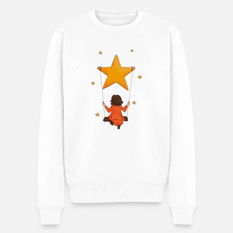 Mädchen Schaukel Stern Laura - Männer Premium Bio Pullover - Weiß