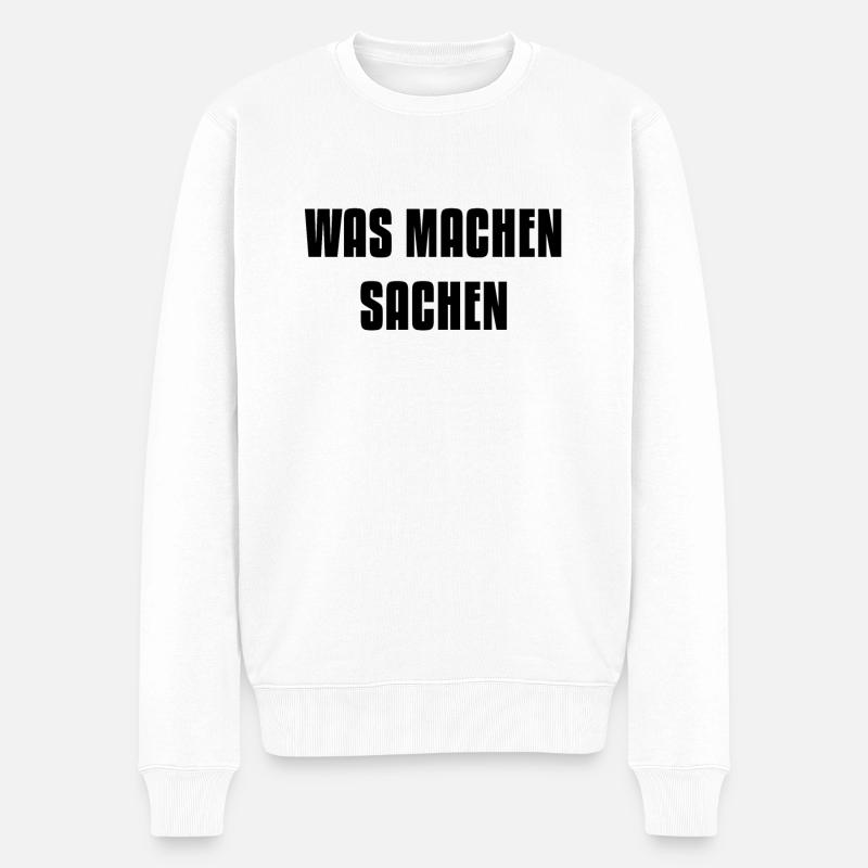 Was machen Sachen - Männer Premium Bio Pullover - Weiß