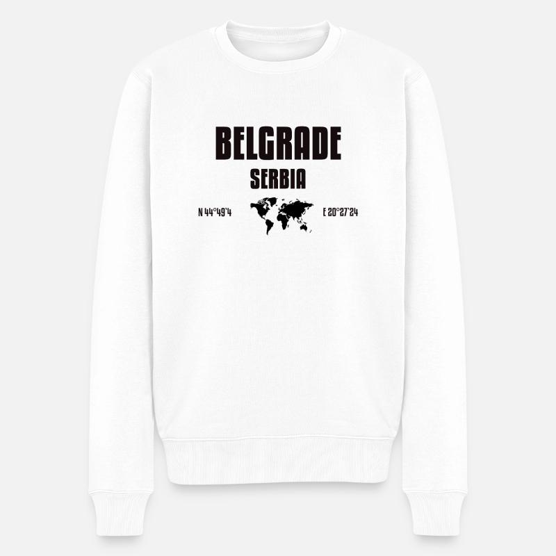 Belgrade, Serbia - Männer Premium Bio Pullover - Weiß
