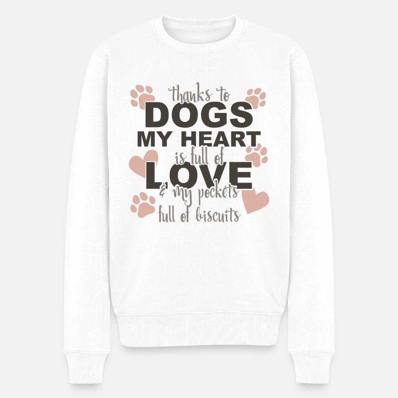 Dank an Hunde - Männer Premium Bio Pullover - Weiß