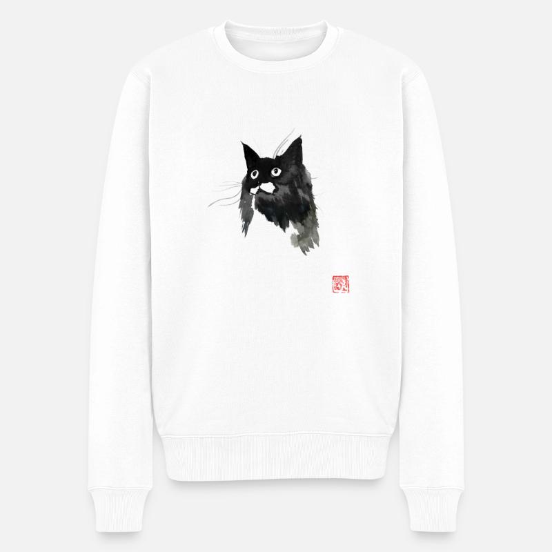 black and white - Männer Premium Bio Pullover - Weiß
