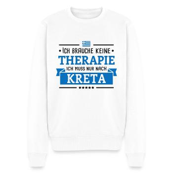 KRETA THERAPIE MITTELMEER GRIECHENLAND URLAUB - Männer Premium Bio Pullover - Weiß - Vorne - Thijin (182cm)