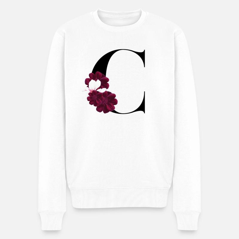 lettre C fleuris - Pull Premium bio Homme - blanc