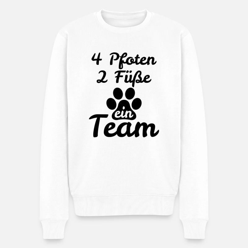 Hunde Pfote Team Hundehalter Geschenk - Männer Premium Bio Pullover - Weiß