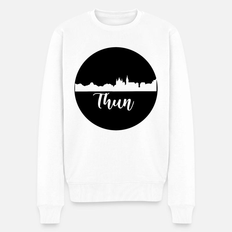 thun,skyline,graffiti, coupe à ciseaux,noir - Pull Premium bio Homme - blanc