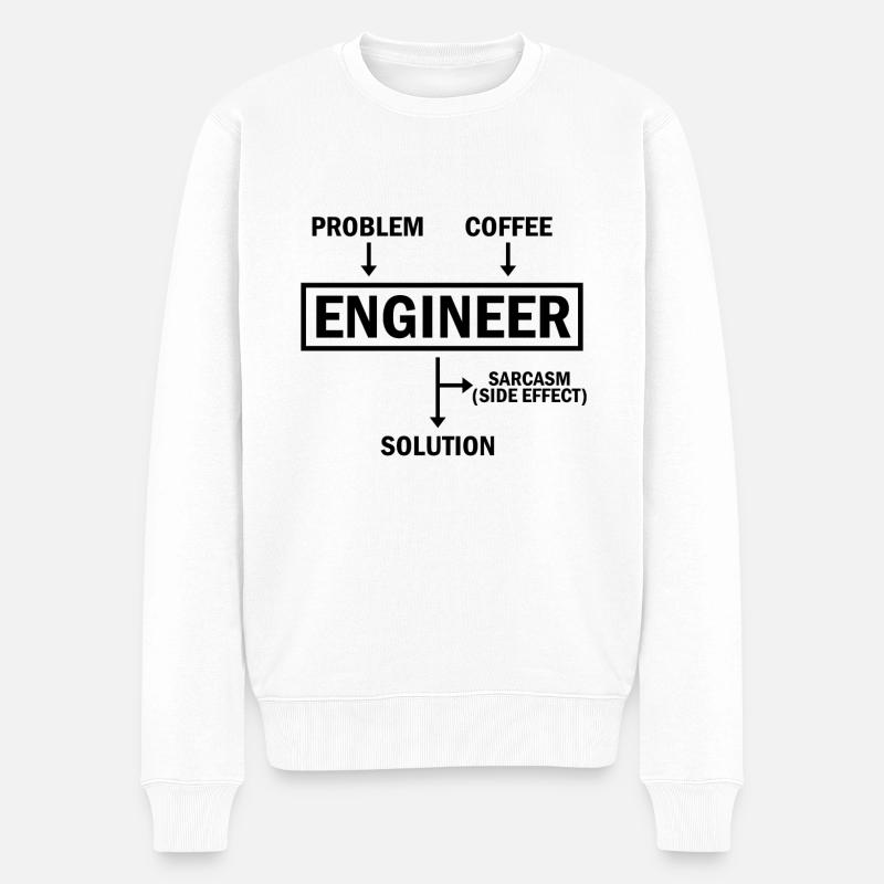 Problem Engineer Coffee Solution Sarcasm - Männer Premium Bio Pullover - Weiß
