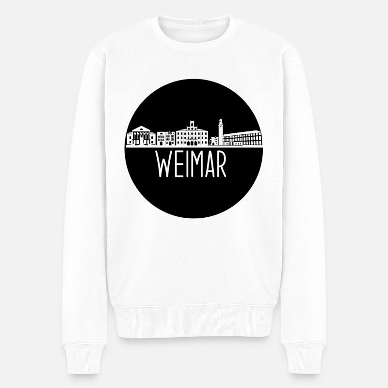 weimar, skyline, kreis, scherenschnitt, schwarz - Männer Premium Bio Pullover - Weiß