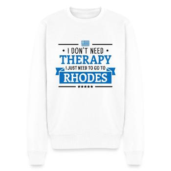 RHODES THERAPY GREEK ISLAND GREECE HOLIDAY GIFT - Männer Premium Bio Pullover - Weiß - Vorne - Thijin (182cm)